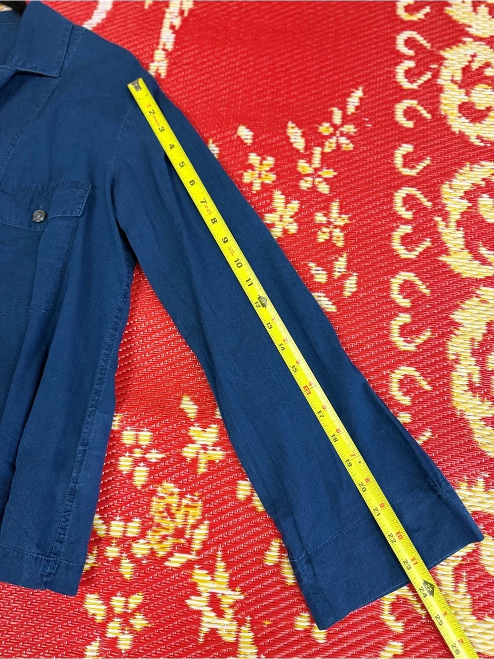 J.‎ Crew Navy Button-Front Camp Shirt Sz 12 100% Cotton Casual Minimalist